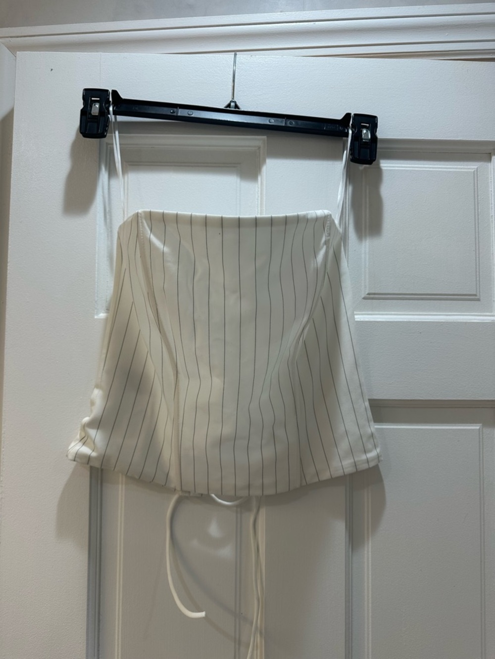 Edikted Ivory Pinstripe Strapless Corset Top